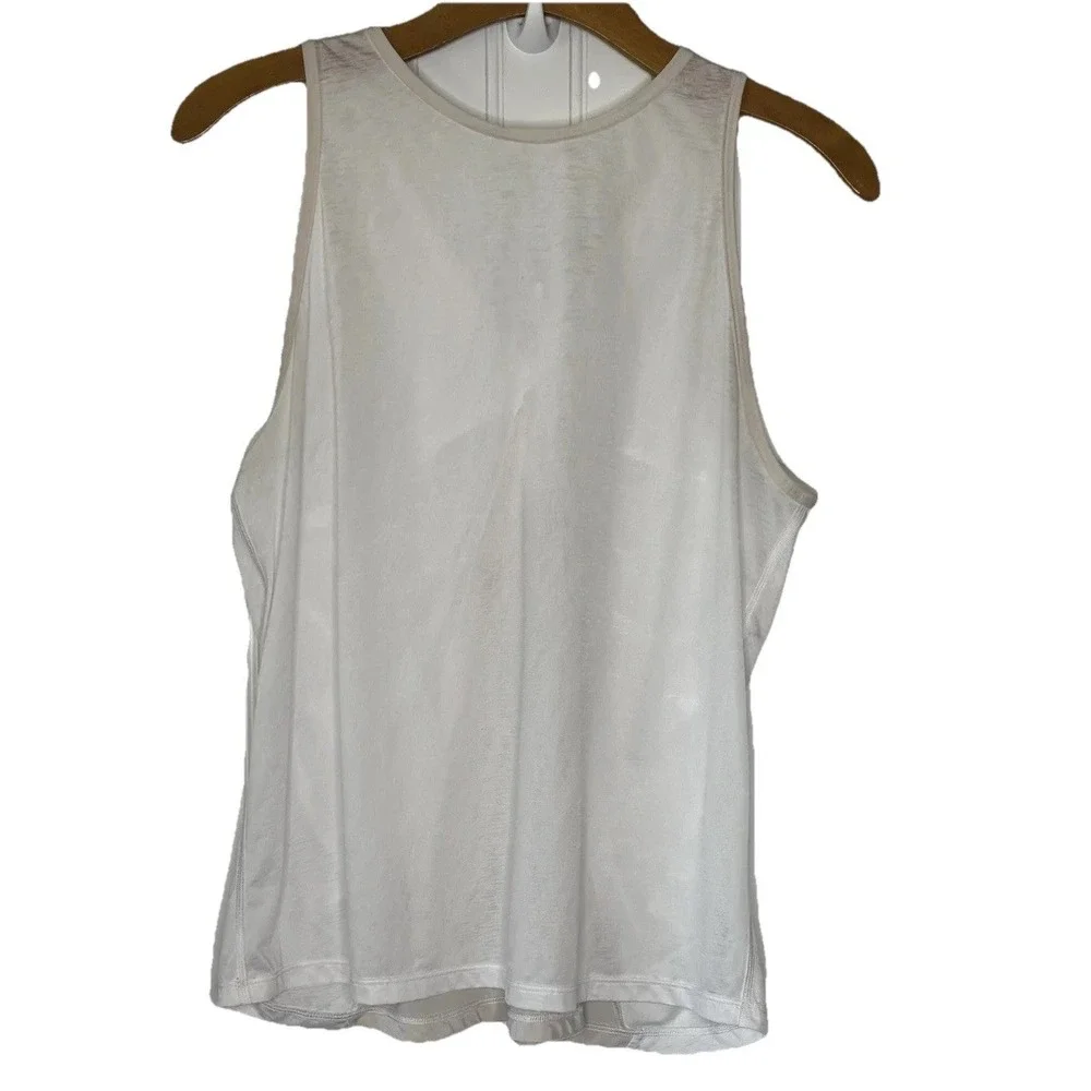 Lululemon Soul Stride Tank Top *Med* White Breathable High Neck Workout Athletic